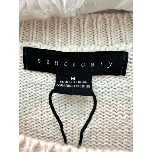 SANCTUARY | Ivory Stitch Mix Short Sleeve Sweater 100% Cotton NWT | Size Medium - Picture 5 of 7